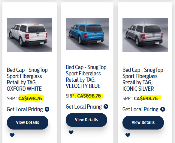 Ford Maverick Maverick Bed Cap cost. {filename}