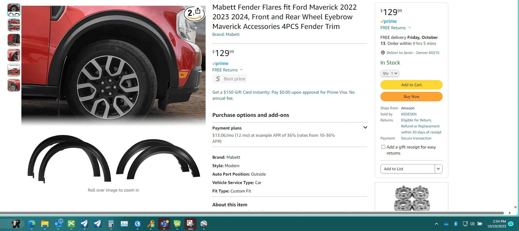Auto Splash Parafango Per Ford Per Maverick 2022 2023 2024 Kit Di