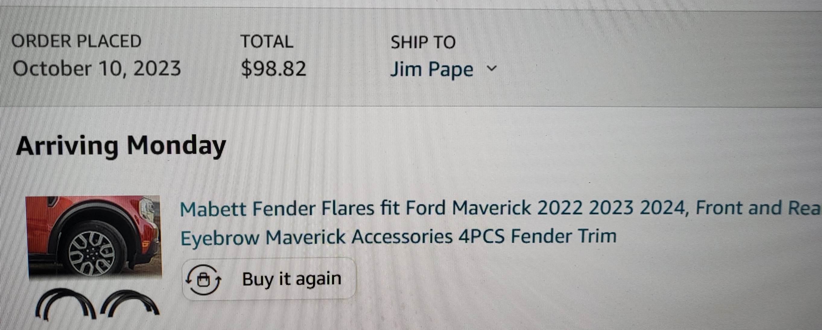 Ford Maverick Comparing the Fender Flare options for the Maverick 20231010_163828_resized[4284]
