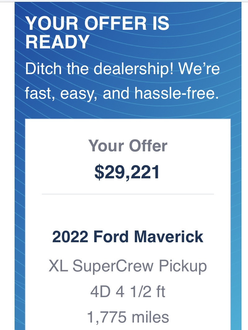 Ford Maverick My Carvana Offer 5F21C3AC-2278-4D9A-8741-6534CD0192BF