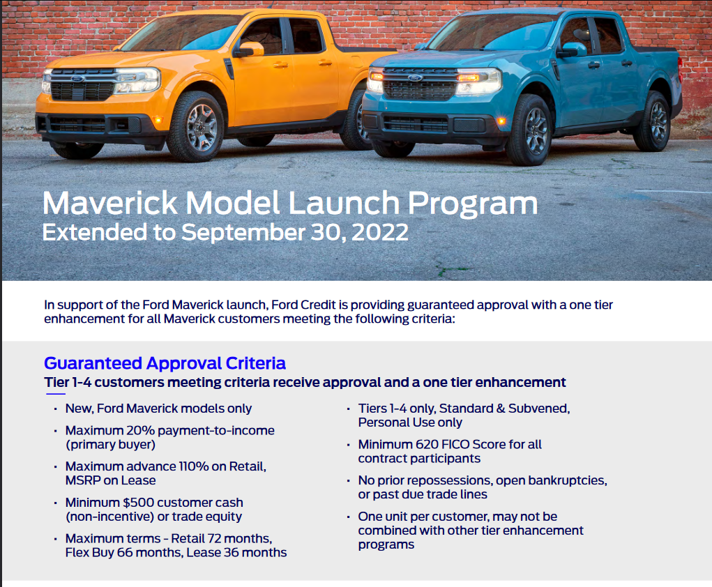 Ford Maverick 🔒 Ford Credit Finance Rate Lock Program - For 2023 Models Ordered by 1/3/23 Maverick-Financi