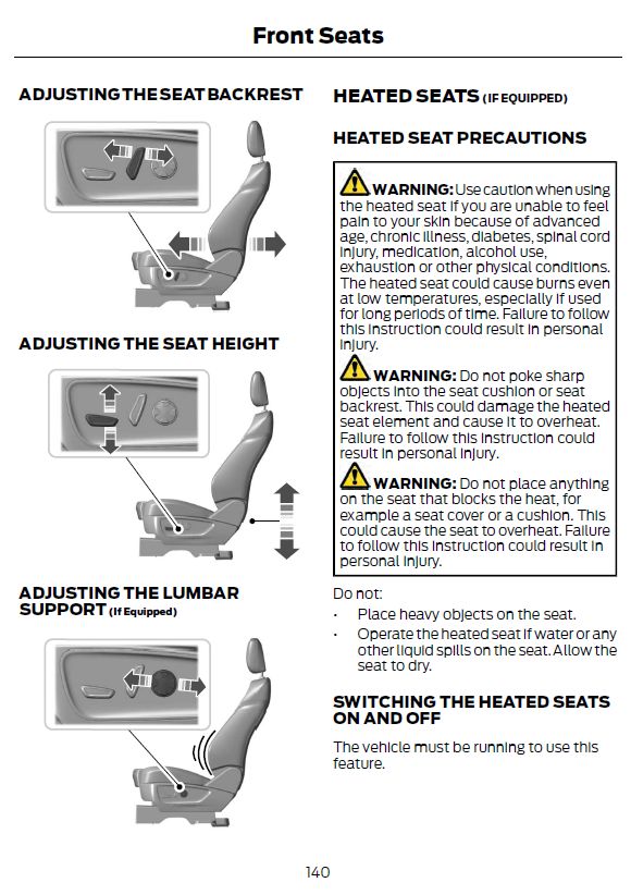 Front seat adjustment - manual