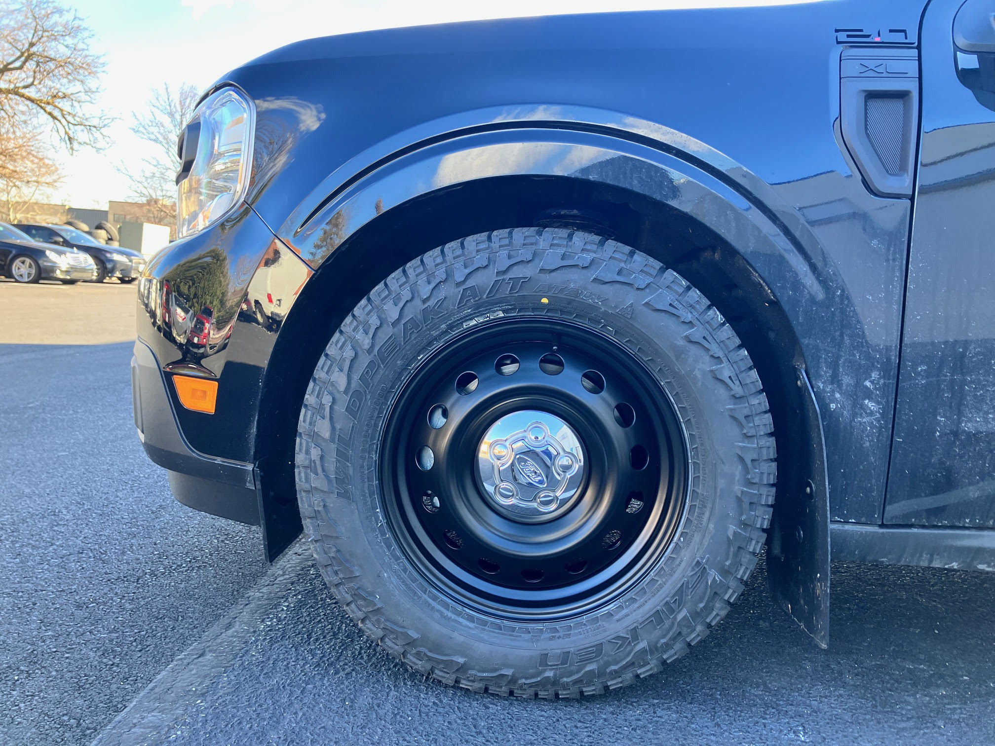 Ford Maverick Changed the color of my steelies (to brass monkey w/ black center cap) for xmas! Wheels Painted_mounted caps