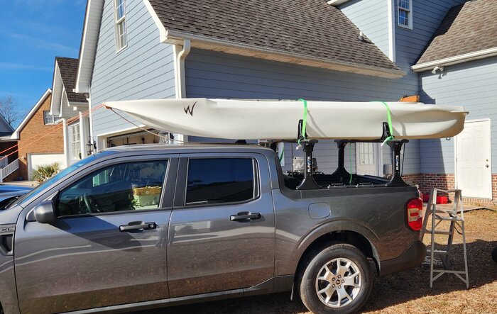 Hauling kayak on Elevate Racks