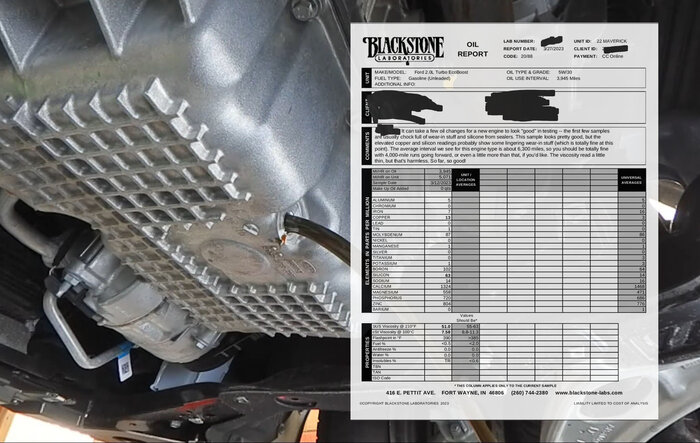 Oil Analysis Report for 2022 Maverick XLT 2.0 EcoBoost w/ tow package and FX4. 5000 miles on truck, 4000 miles on oil.