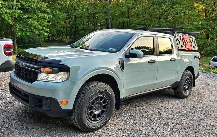 INSTALLED: Front Window Tint and Headlight "Eyelid" Kit on Cactus Grey FX4