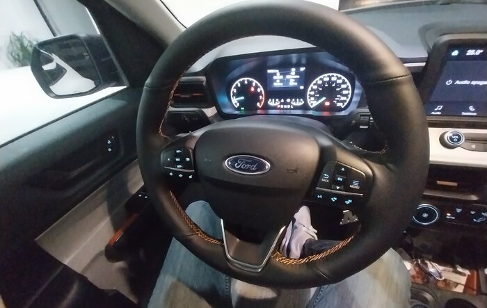 Steering wheel leather wrap cover installed