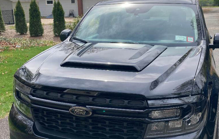 Painted shadow black hood scoop