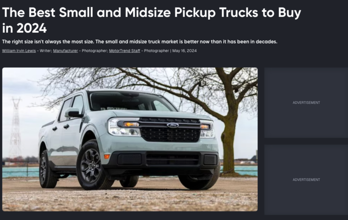 Maverick is MotorTrend's Top Pick for Best Small and Midsize Pickup Trucks to Buy in 2024