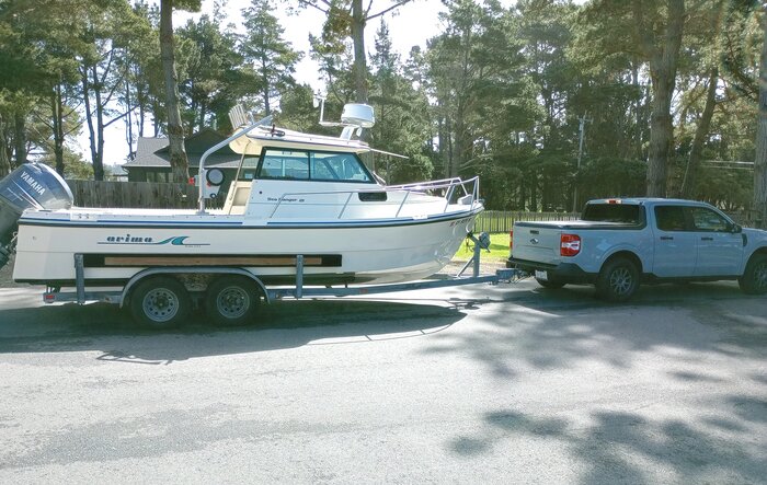 Towing the boat with my Maverick EcoBoost