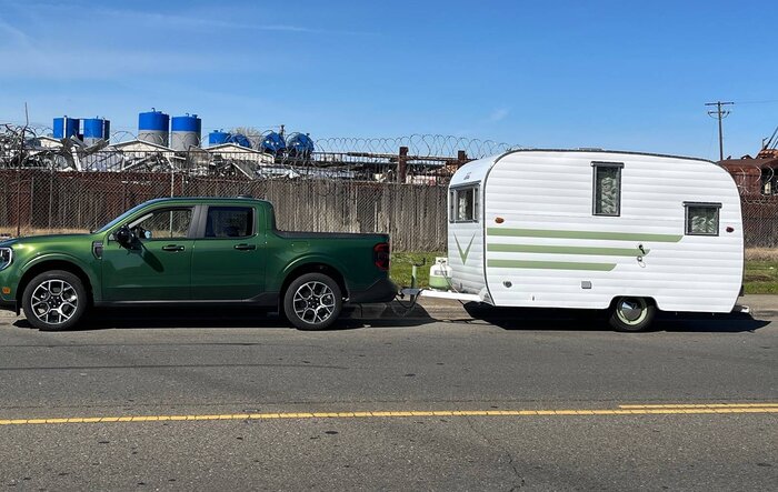 Towed for first time with Maverick + 1959 Aloha Vintage Trailer