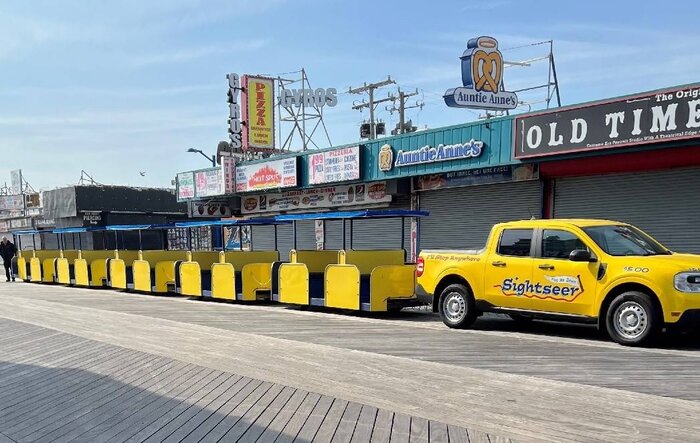 A Maverick is now towing the iconic tram car on the Wildwood Boardwalk
