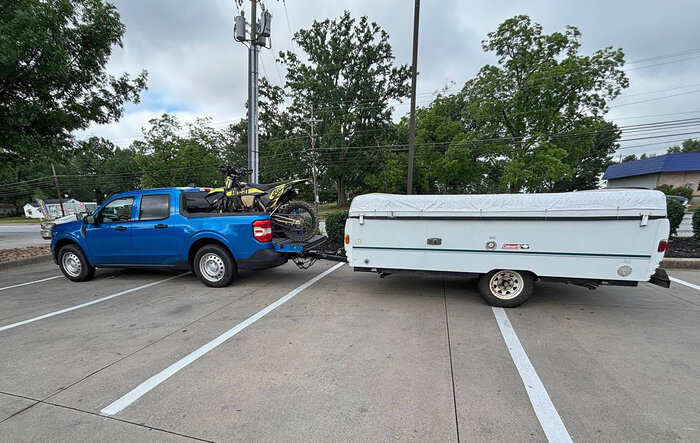 540 Mile Trip w/ Loaded 2025 Ecoboost (towing pop-up camper and hauling dirt bike in bed)