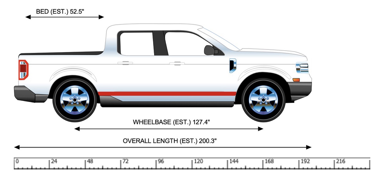 Maverick estimated dimensions 2022+ Ford Maverick