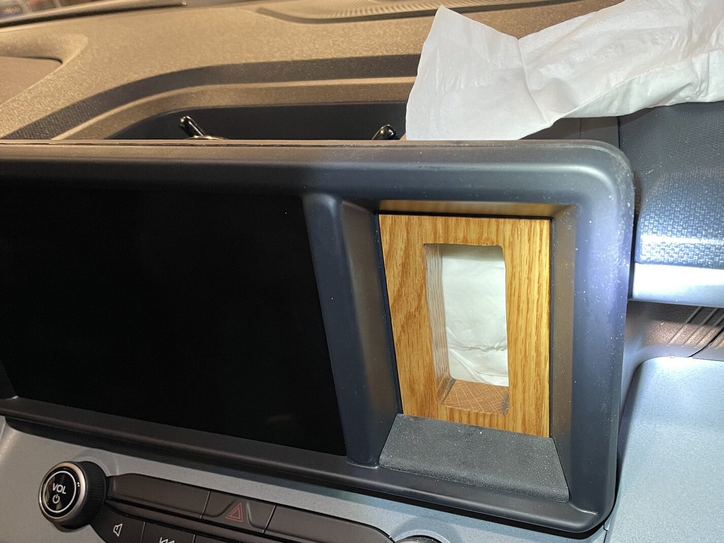 DIY dash cubby frame / holder for kleenex tissues