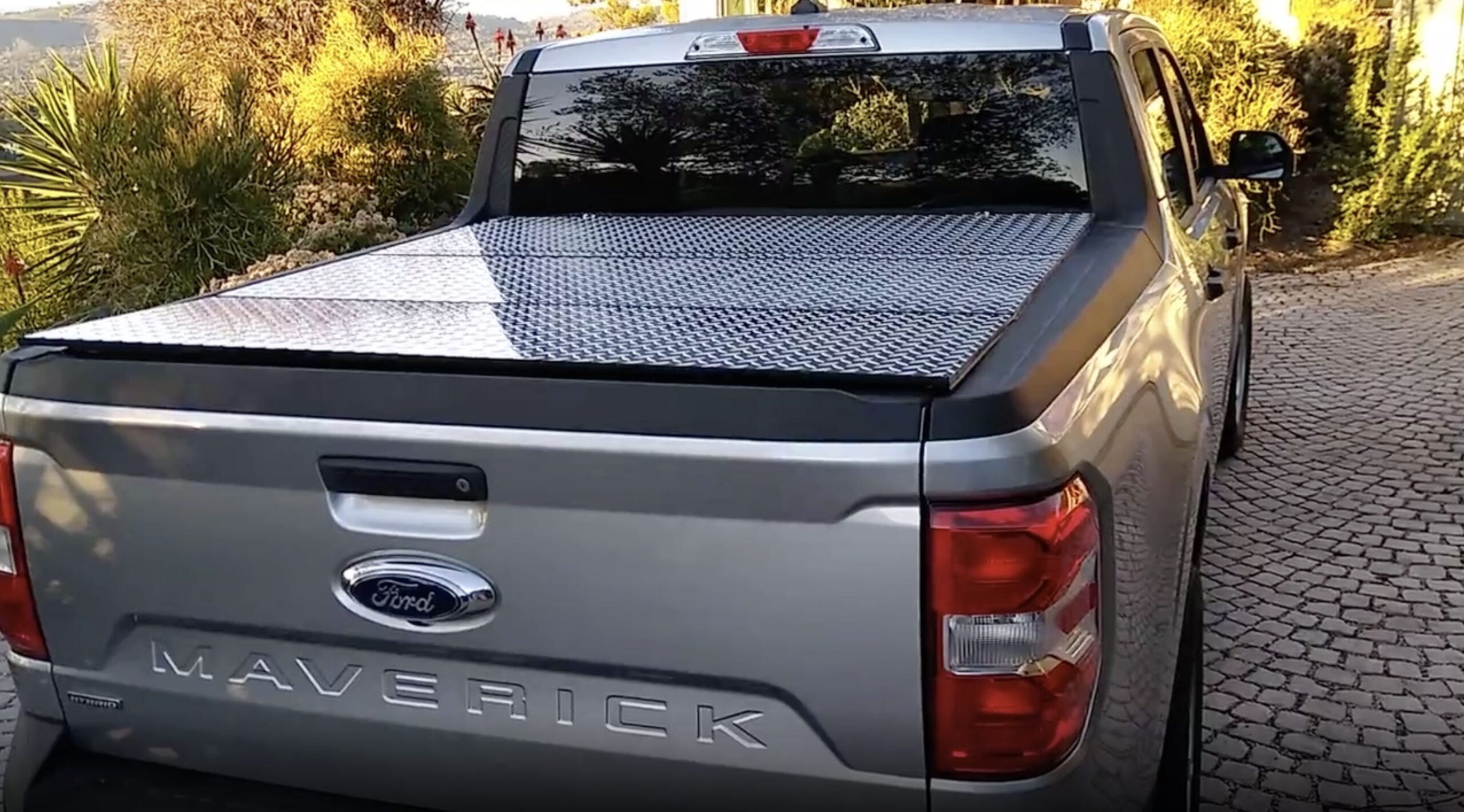 LOMAX Diamond Plate Hard Tri-Fold Tonneau Cover installed