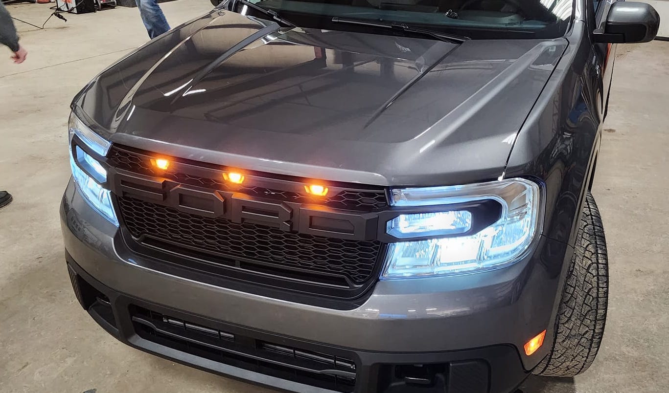 Raptor style grill & lights installed on Maverick XLT