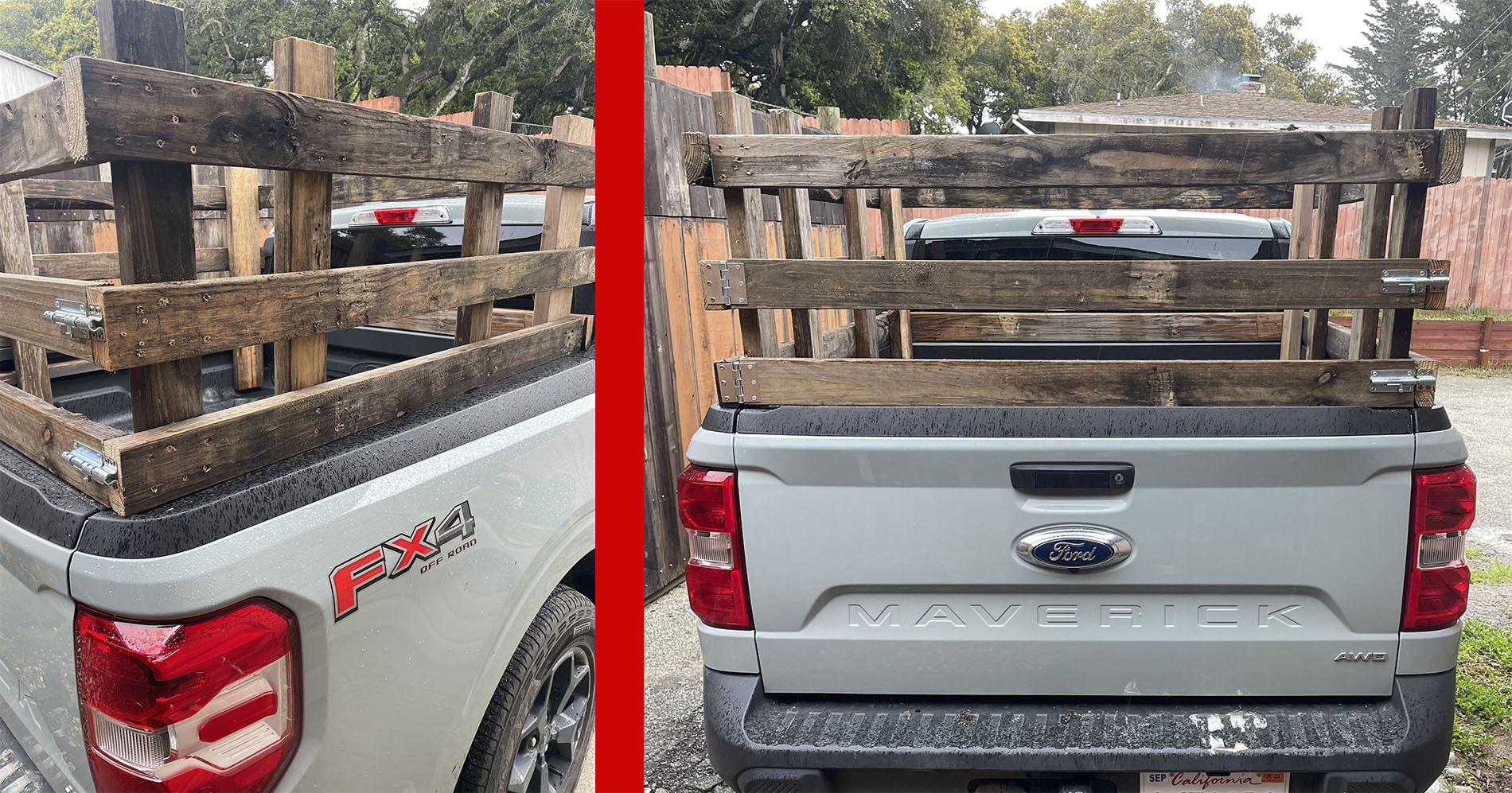 Maverick with home made wood bed crate / container rack ...