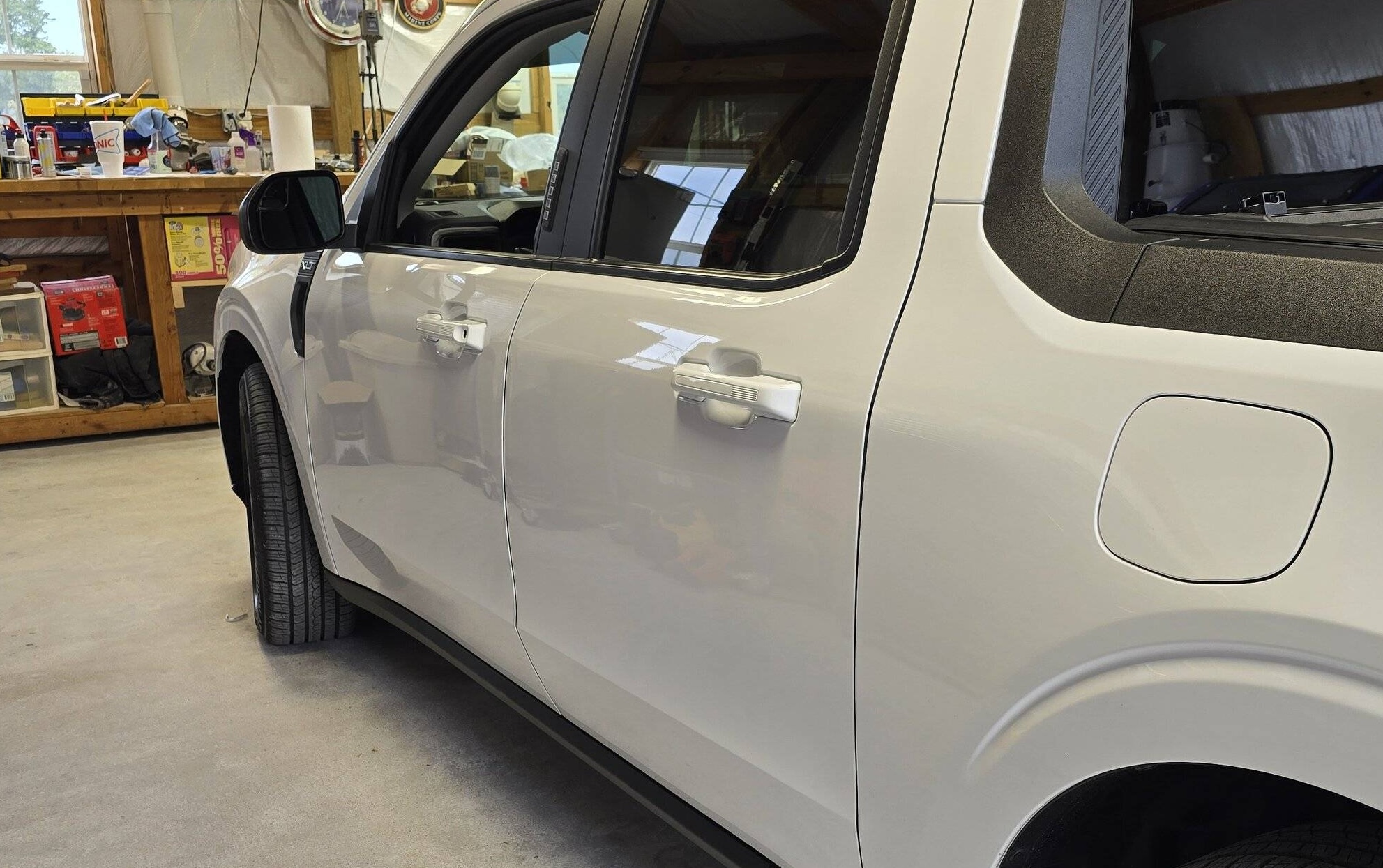 PTM (paint matched) door handles and tailgate handle installed