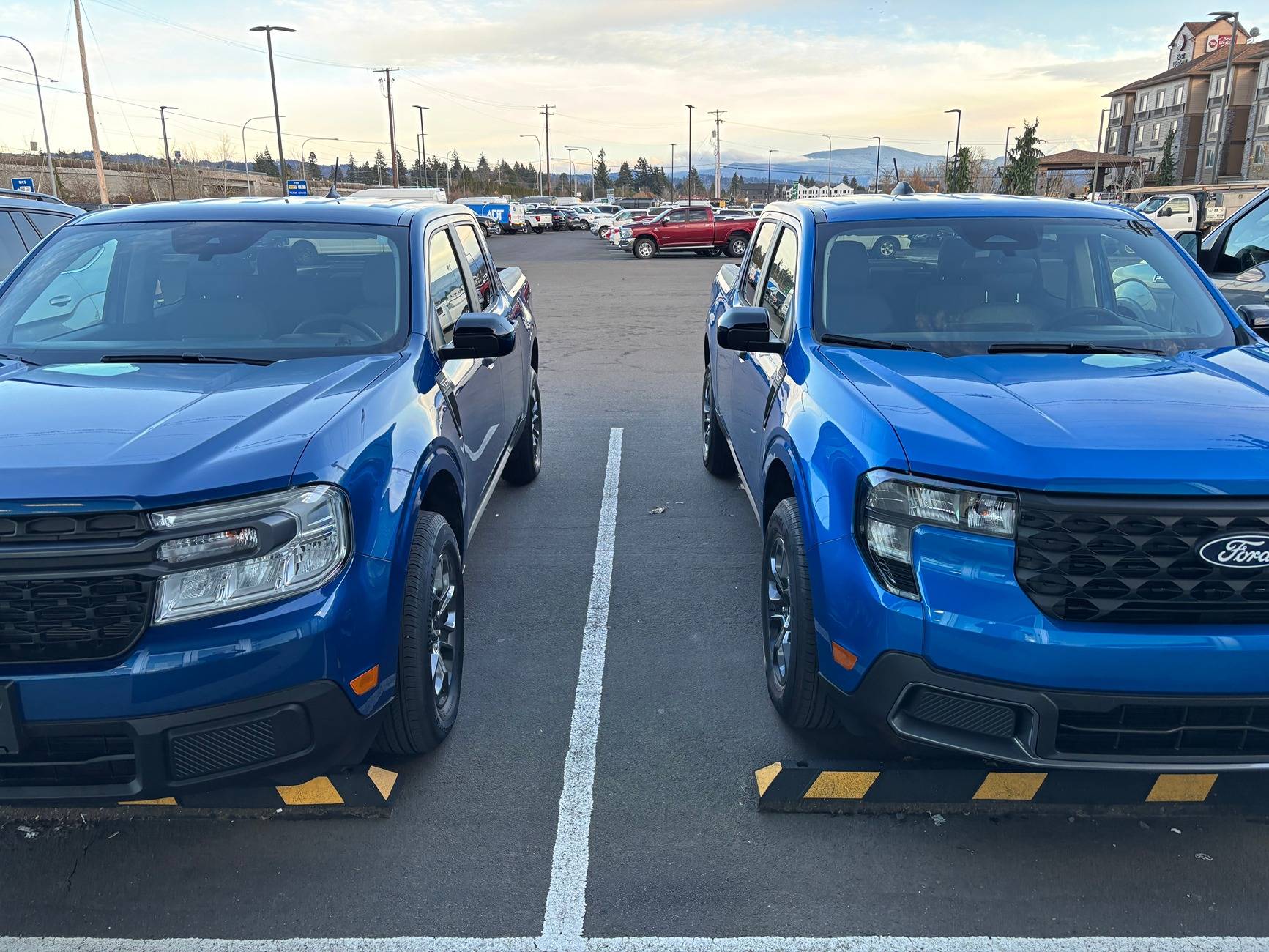Comparison Photos Purchased 2025 Maverick XLT Velocity Blue vs. Traded